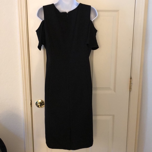 Calvin Klein Cold Shoulder Black V-Neck Dress - Picture 13 of 16
